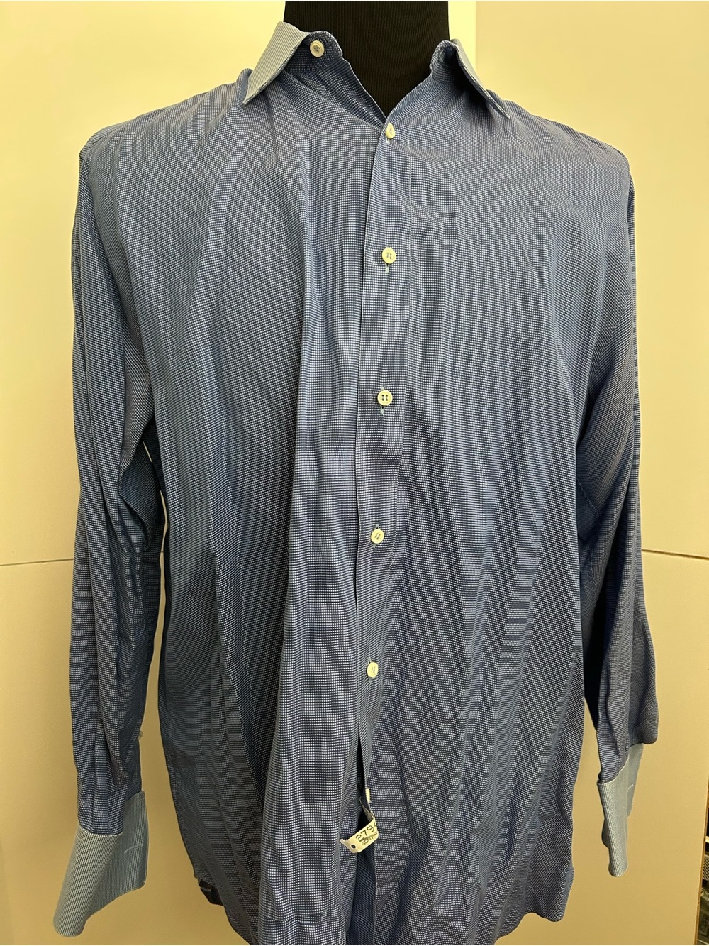 Brioni Blue Patterned Long-Sleeve Dress Shirt